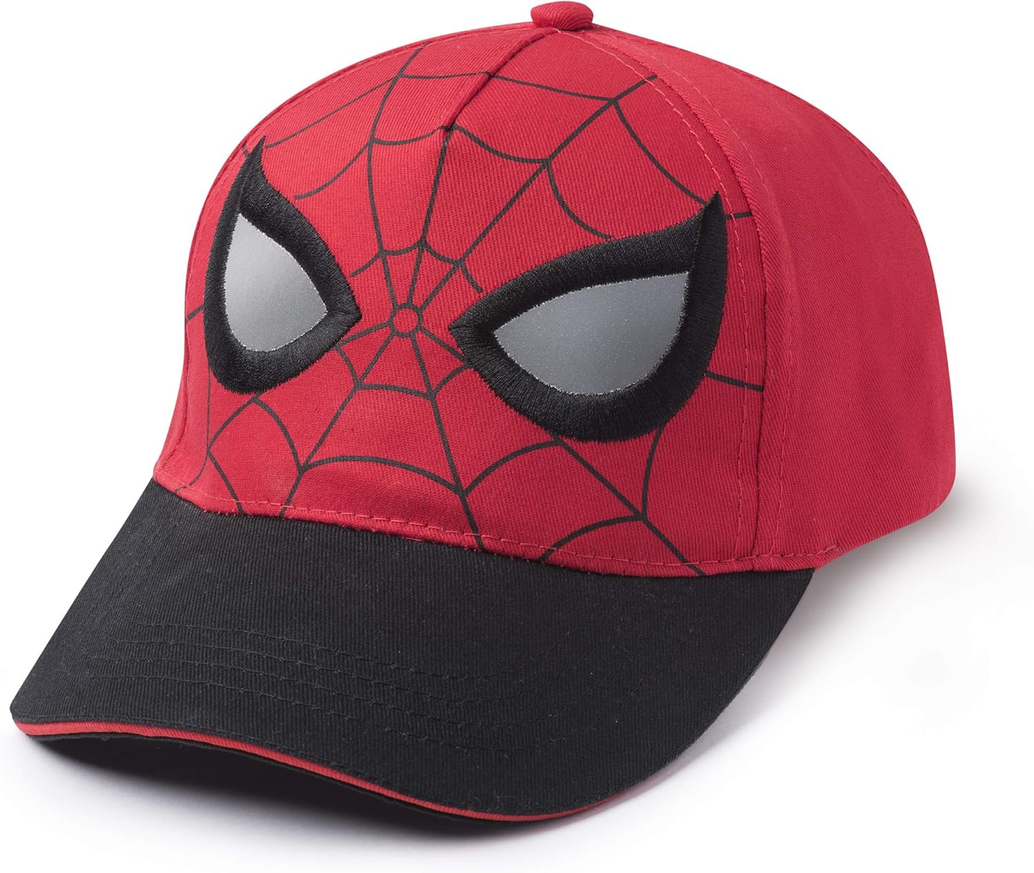 Marvel Spiderman Mask Face Eyes Baseball Cap Hat, Boys Ages 2-5, Red, Black: Clothing