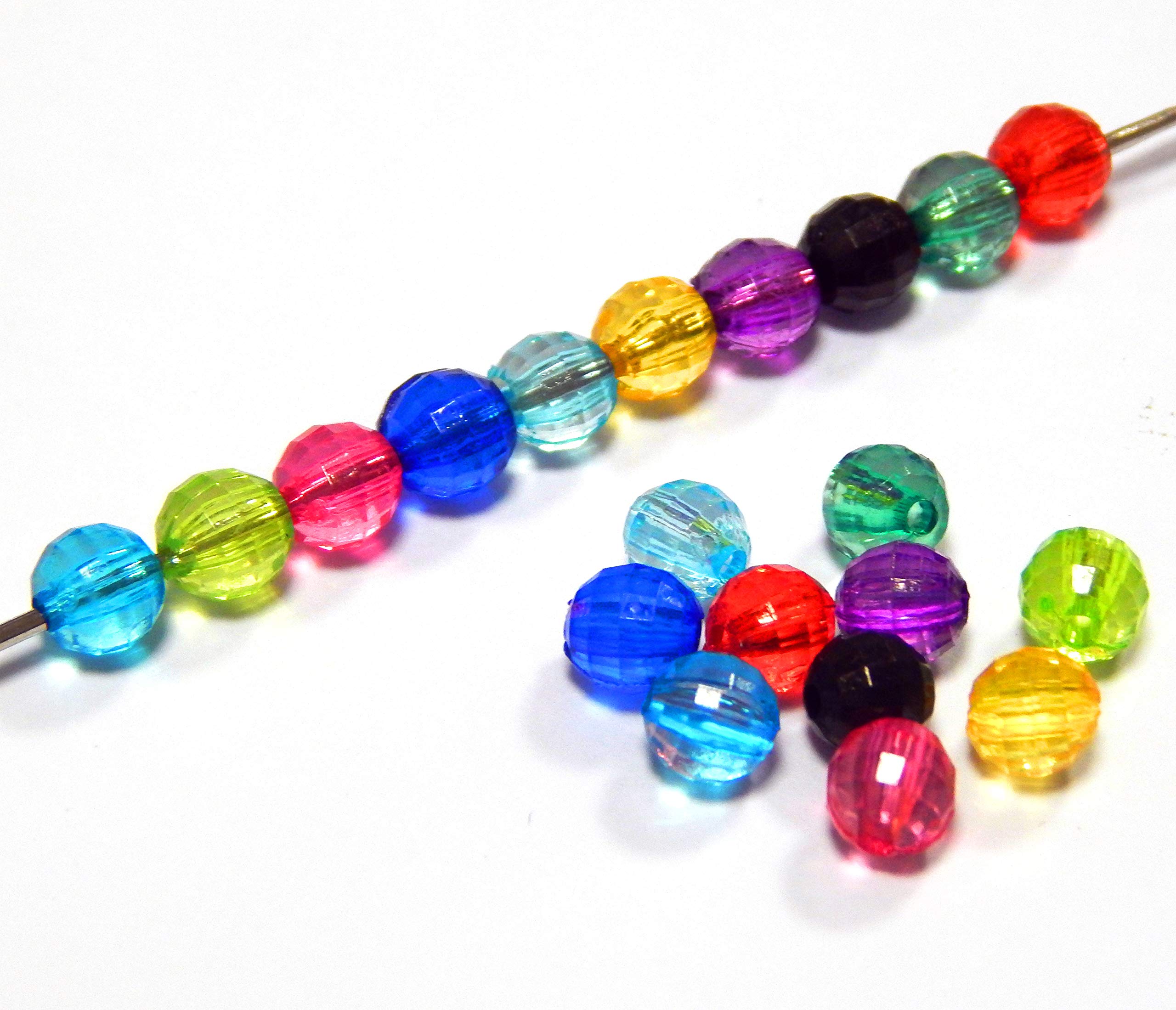 400 Plastic Beads Luxury Acrylic Beads Plastic 6 mm Faceted Balls Round Mix Beads Pack of Beads for Threading DIY Jewellery Making D802