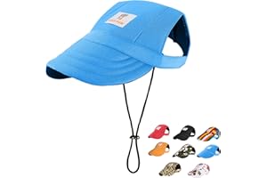 HIGH PAW Dog Hat Dog Sun Hat Dog Baseball Cap Dog Trucker Hat Dog Hats for Small Medium Large with Ear Holes Adjustable Drawstring Breathable Waterproof Design UV Protection Outdoor All Season, Blue