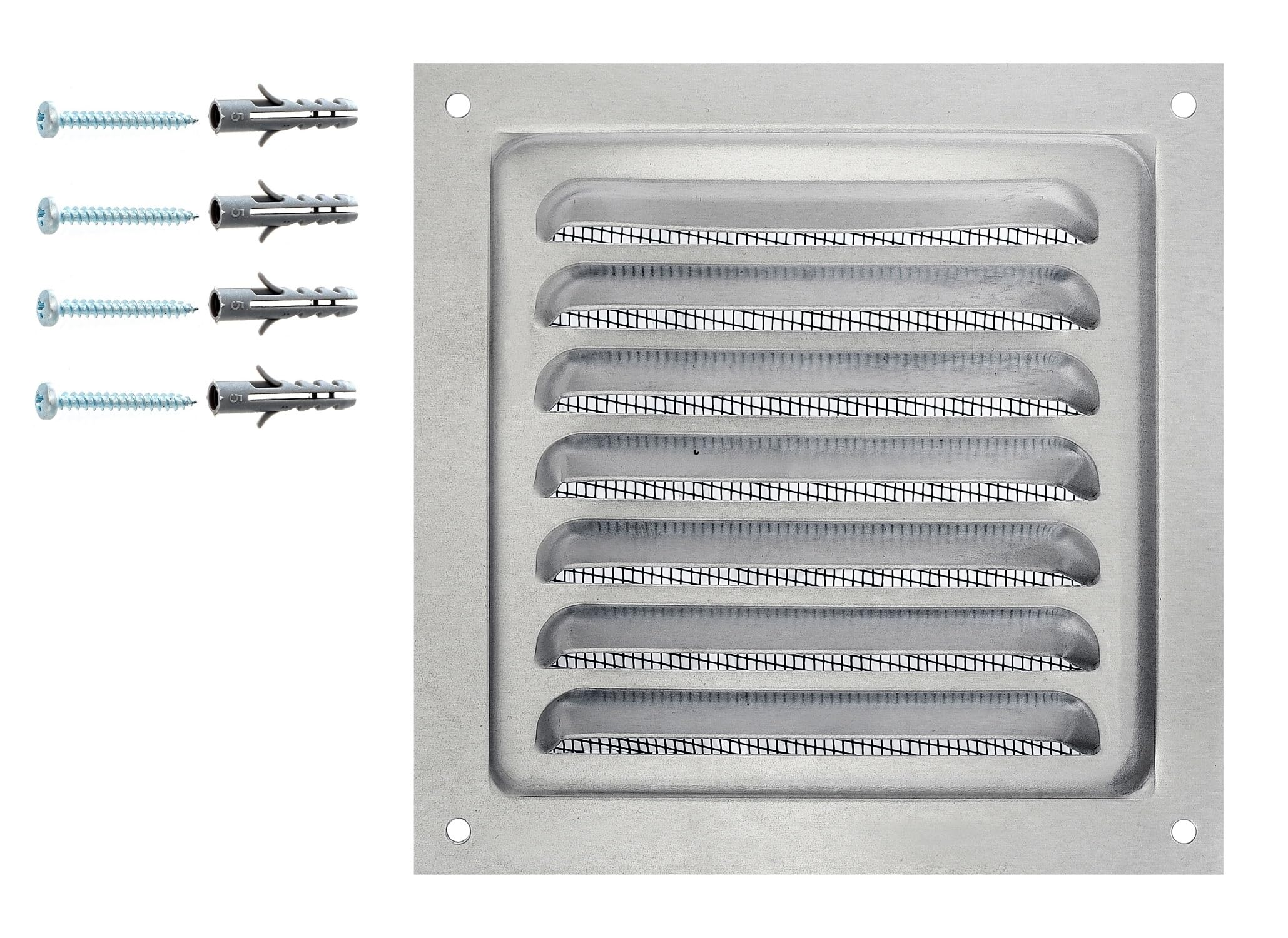 DEMLOU – Square Anodised Aluminium Louvre Air Ventilation Grille 12,5 x 12,5 cm with Mesh – Wall or Door Air Vent for Indoor or Outdoor Use. — image 1