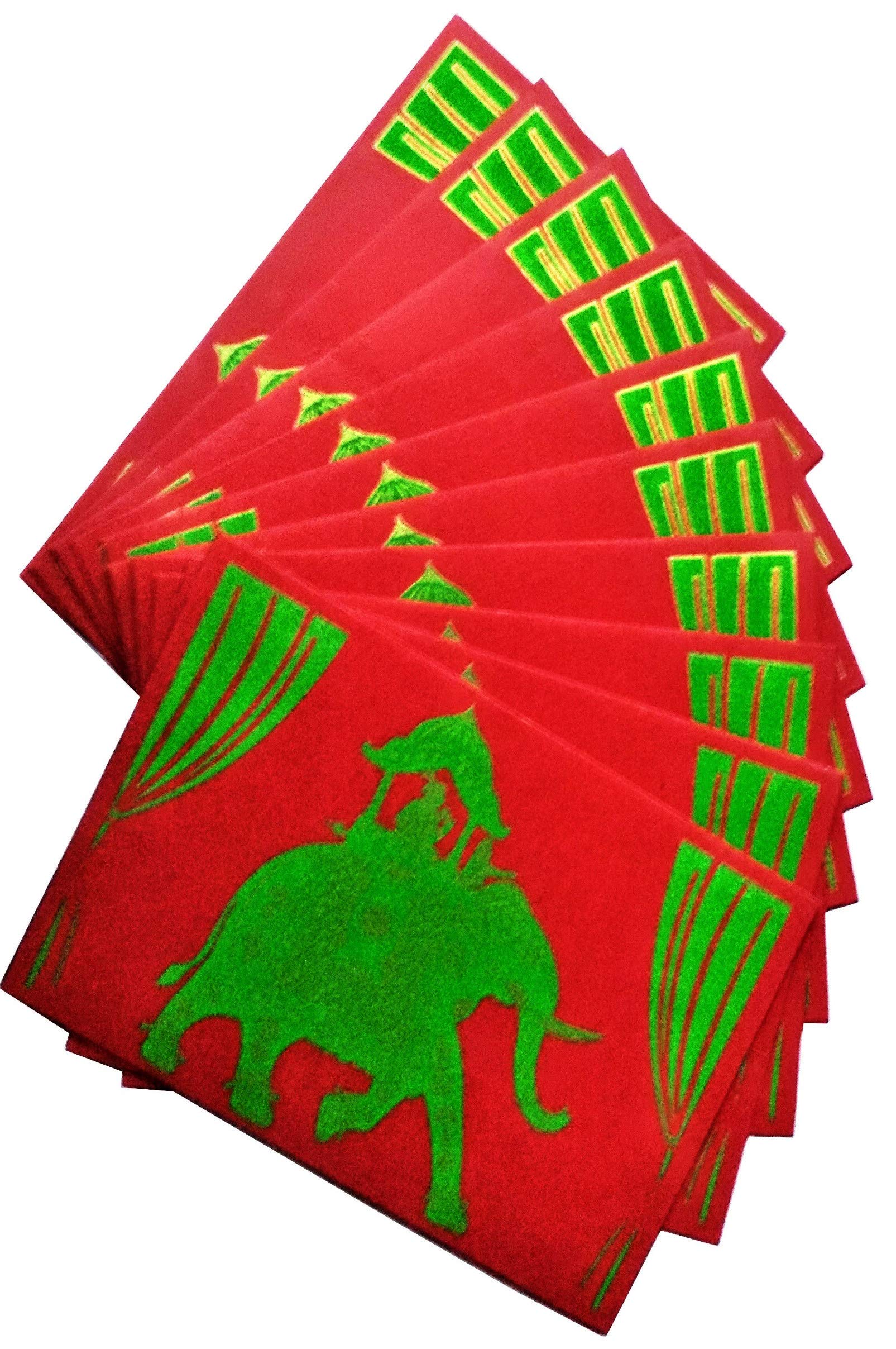 Purpledip Paper Card-Envelope Pack (Set of 10) 'Royal Elephant': Handmade Organic Paper Cards 4 * 3 inches for Personalized Greetings (11452A)