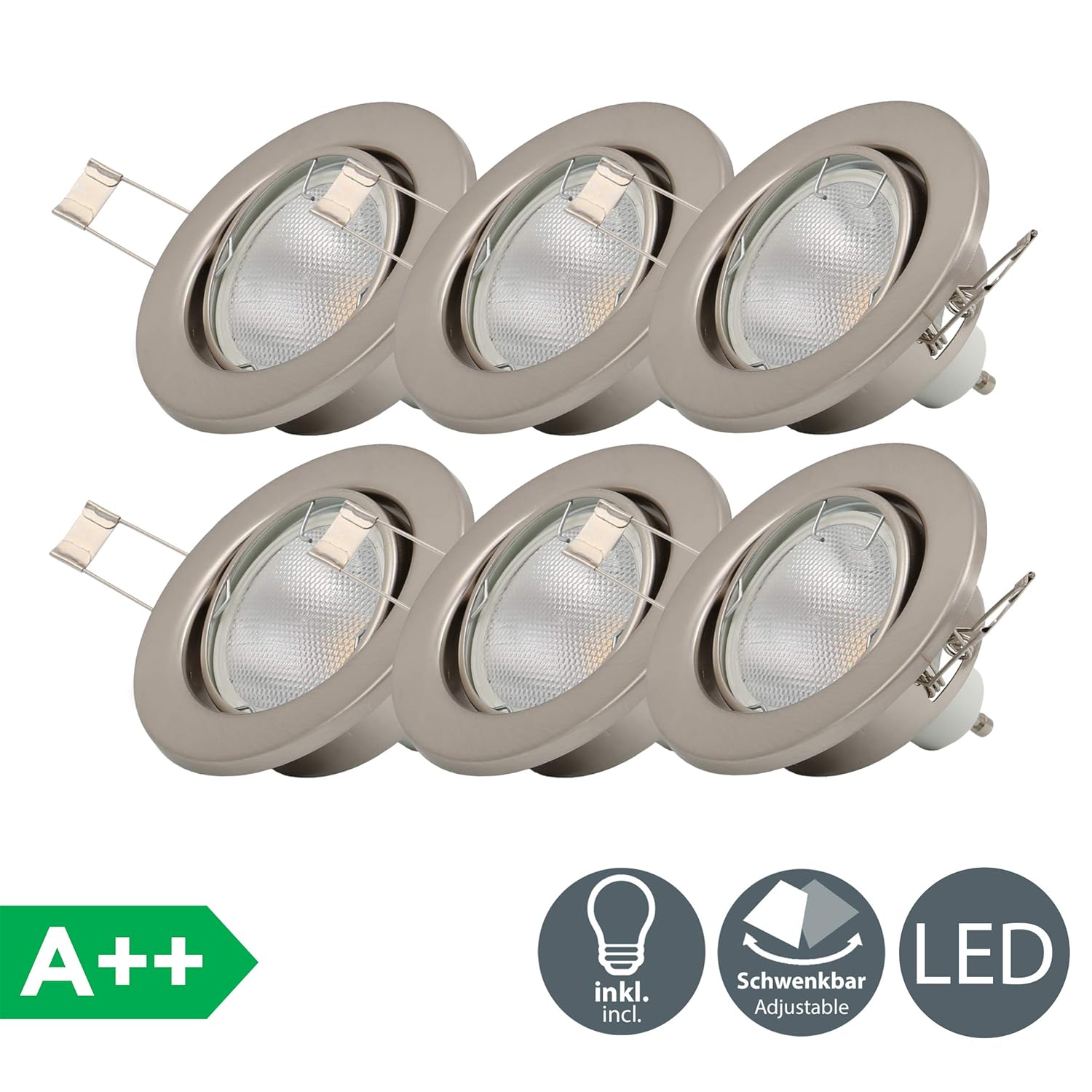 LED recessed ceiling light I set of 6 downlights I pivotable and
