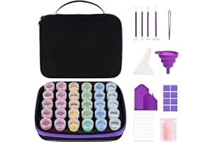 Quefe 30 Slots Diamond Painting Storage Containers, Diamond Art Accessories and Tools Kit Box with Shockproof Jars for DIY Craft Jewelry Bead Rhinestones Organizer
