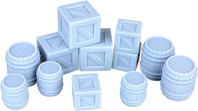 Paquete de 12 Ártico 3D de la serie HD: Embalajes de madera y barriles miniatura de