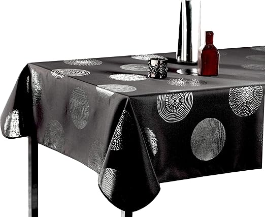 Amazon Com 60 X 95 Inch Rectangular Tablecloth Black With Silver