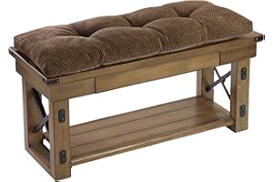 Klear Vu The Gripper Omega Non-Slip Tufted Bench Cushion for Indoor Furniture, Entryway Storage, Bay Window, Corner Nook or Piano Seat, 35 Inches, 21 Dark Brown