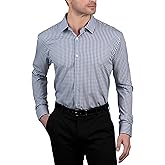 Nautica Slim Fit Mens Plaid Dress Shirts Long Sleeve Wrinkle Free Formal 4-Way Stretch Cooling Technology Work Ready