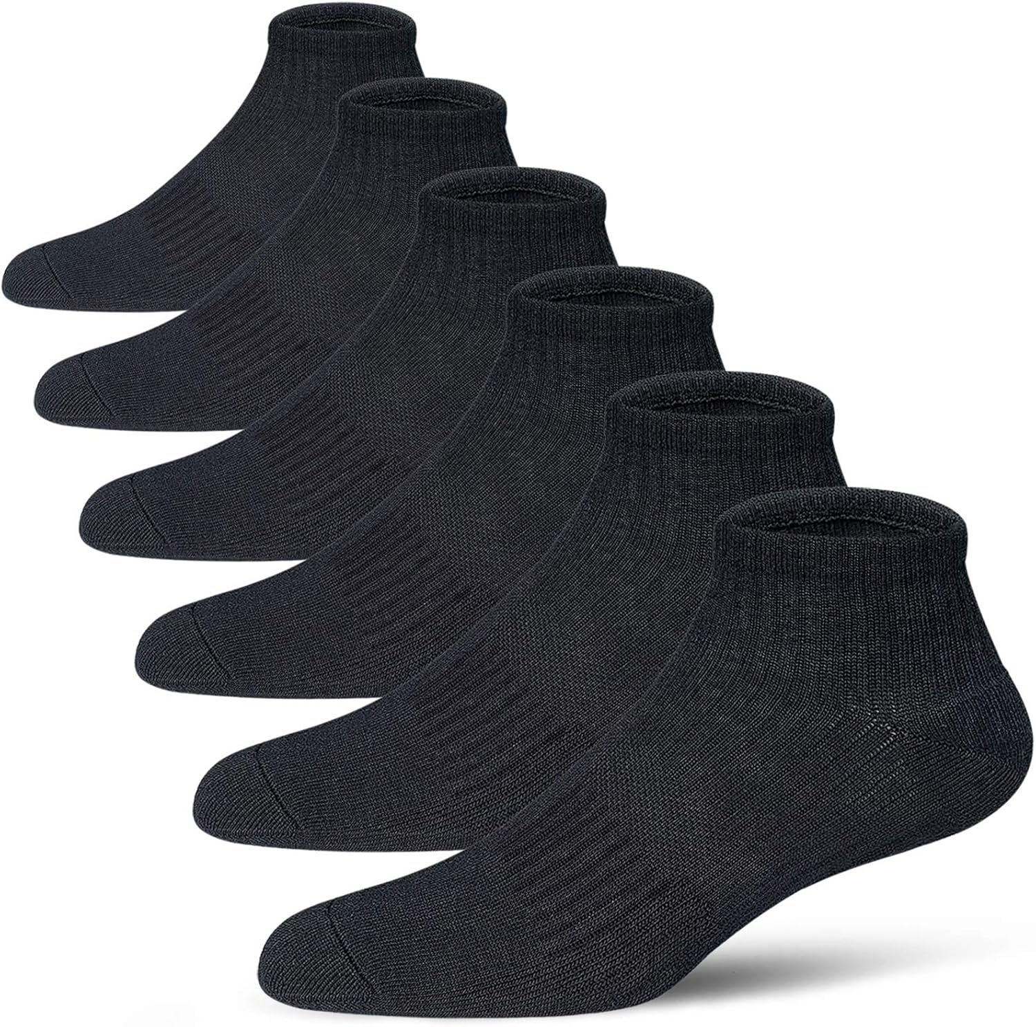 APTYID Men's Low Cut Athletic Cushion Running Socks, Black