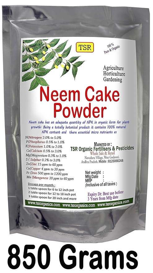 TSR Organic fertilisers & Pesticides Neem Oil Cake Powder Azadirachtin Fertilizer as Natural pest Repellent and Manure for Garden Plants, 850 g