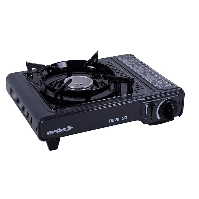 Gaskocher Einflammig Kartuschen Kocher Campingkocher Gaskochfeld Devil SD Tragbar mit Koffer