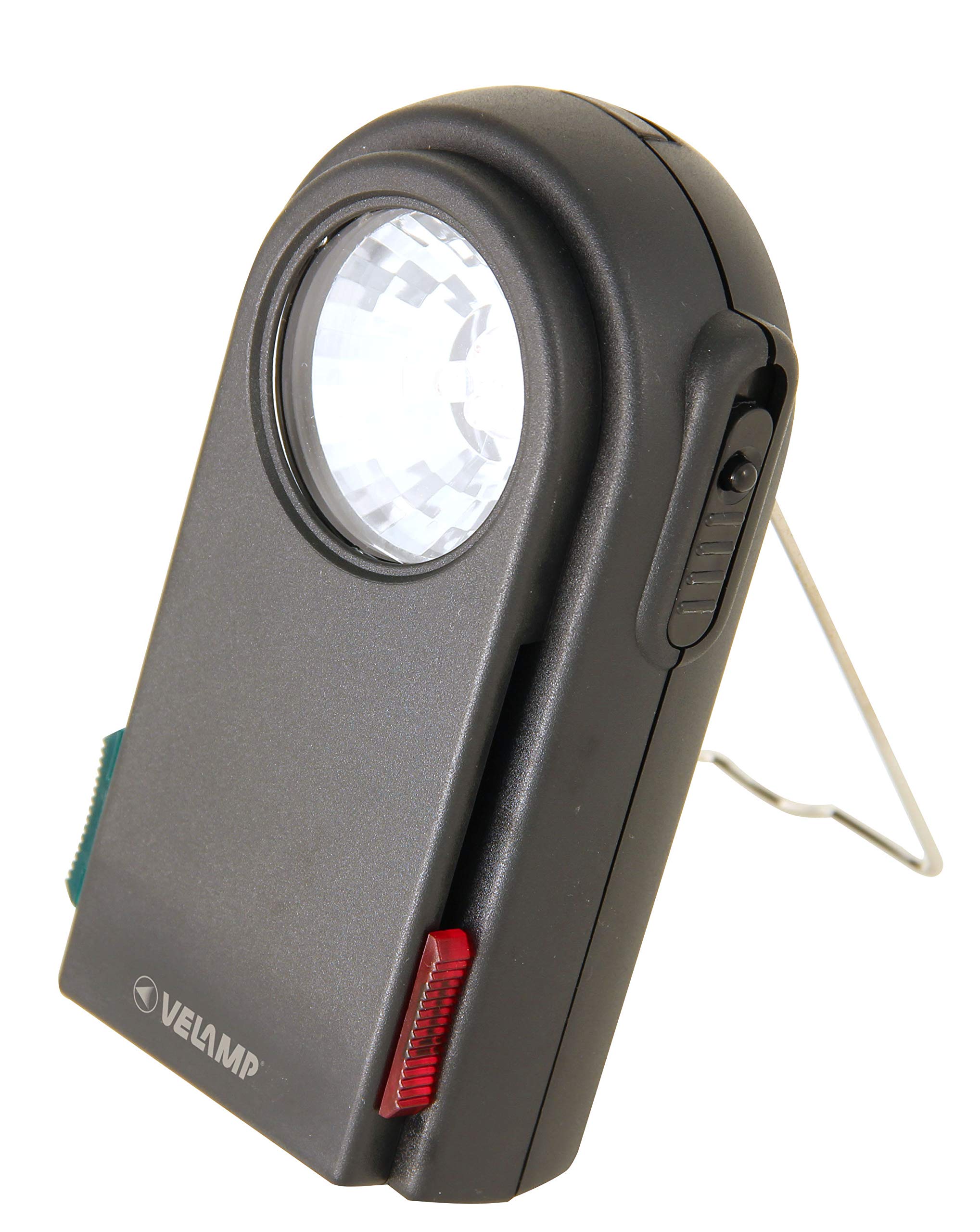 CHEMIN DE FER 2: 3 LED Flashlight with Colored Filters and Vices Button. Made of Black Plastic.