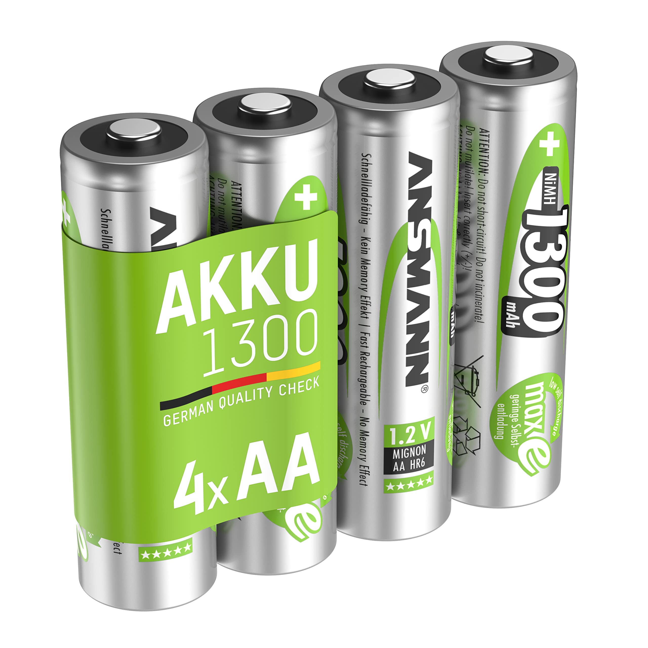 ANSMANN AA Rechargeable Batteries [Pack of 4] Long Lasting Low Self Discharge AA Type 1300 mAh NiMH MaxE Pro Battery For Toys, Cameras, Flash Units, Cordless Phones, Remote Controls, Game Consoles