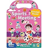 Benresive Reusable Sticker Books for Toddlers, Fun Travel Stickers for Kids, Toddler Sticker Book, Crafts Activities for Toddlers, 3 and Up Birthady Gifts - Sports