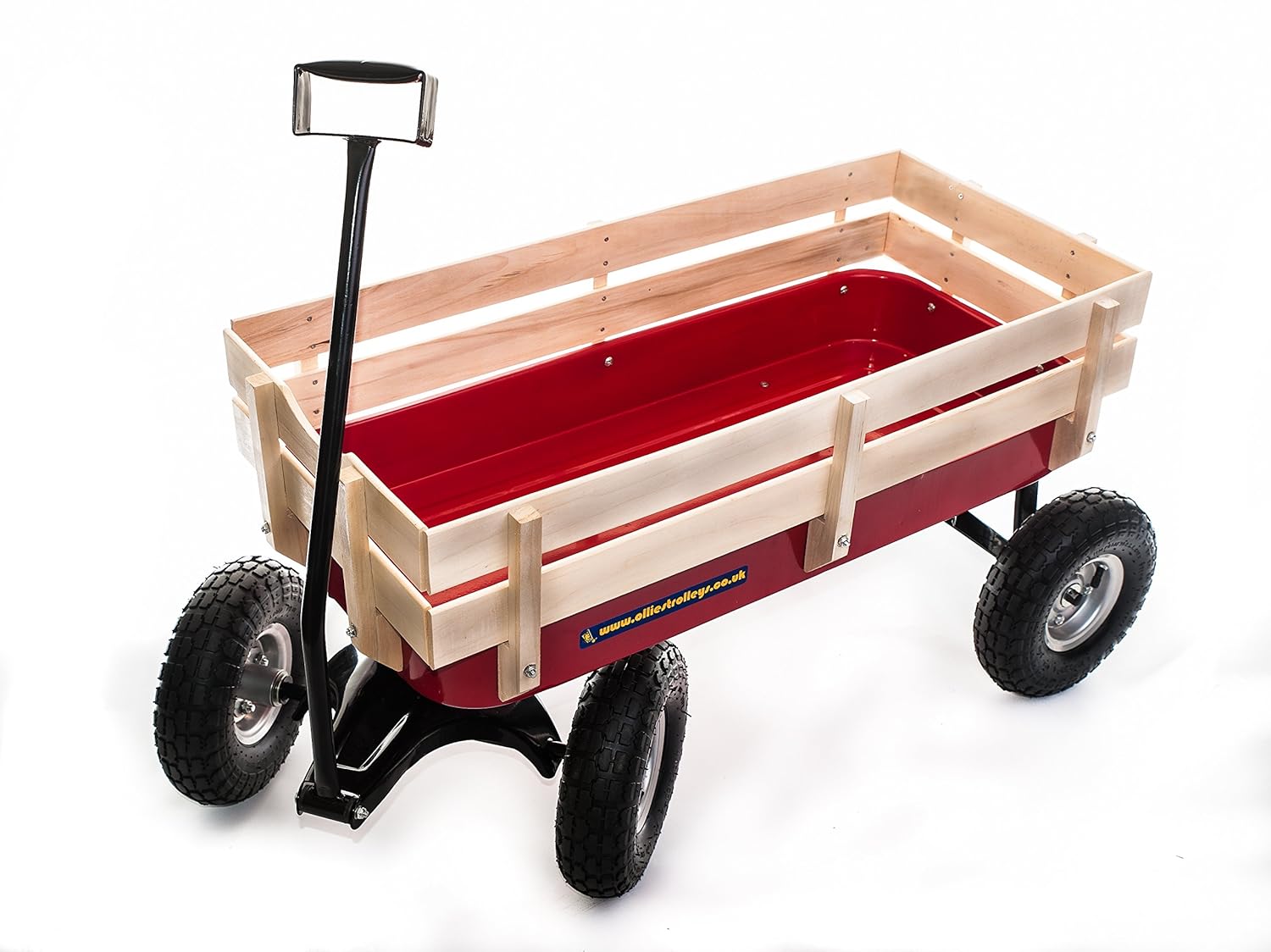 Pull Along Trolley Hand cart, Garden Trolley, Wooden Sides. Metal Base