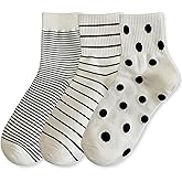 Arukora Women's Polka Dot & Striped Crew Cute Ankle Socks Size 5-9