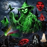 12-in-1 Halloween Projector Lights Outdoor, 3D Halloween Decoration Light | Outdoor Dynamic Halloween Projector with 4 Colors Light Clown Skull Ghost Pumpkin Clearer Pattern for Yard Window Wall Garage