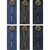 TOODOO 6 Pieces Jeans Waist Extender Jeans Pants Extender Blue Jean Button Extender Waist Extender with Metal Button for Pants, Jeans, Trousers and Skirt, Black, Blue and Dark Blue
