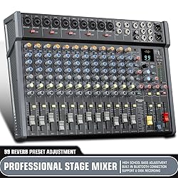 JXSOU Audio Mixer, 18-Channel DJ Mixer Bluetooth
