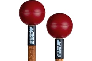 Timber Drum Co. Percussion Mallets — U.S.A. ASSEMBLED — Sticks for Steel Tongue Drum, Marimba, Cymbal Swells, Small Gongs — Extra Soft Rubber, 15.25"