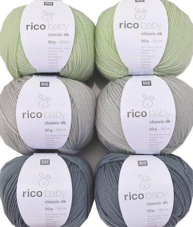 Woll-Set Rico Baby Classic 6x50g #35, Weiche Babywolle Zum Stricken und Häkeln