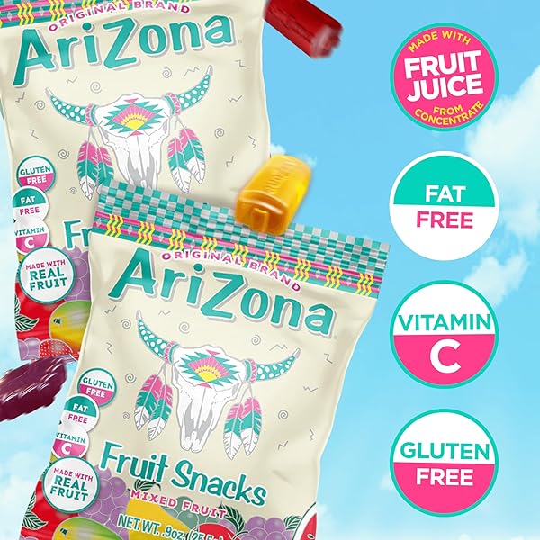 ARIZONA ICED TEA FRUIT SNACKS, MIXED FRUIT – 0.9 OZ, 10 COUNT BOX