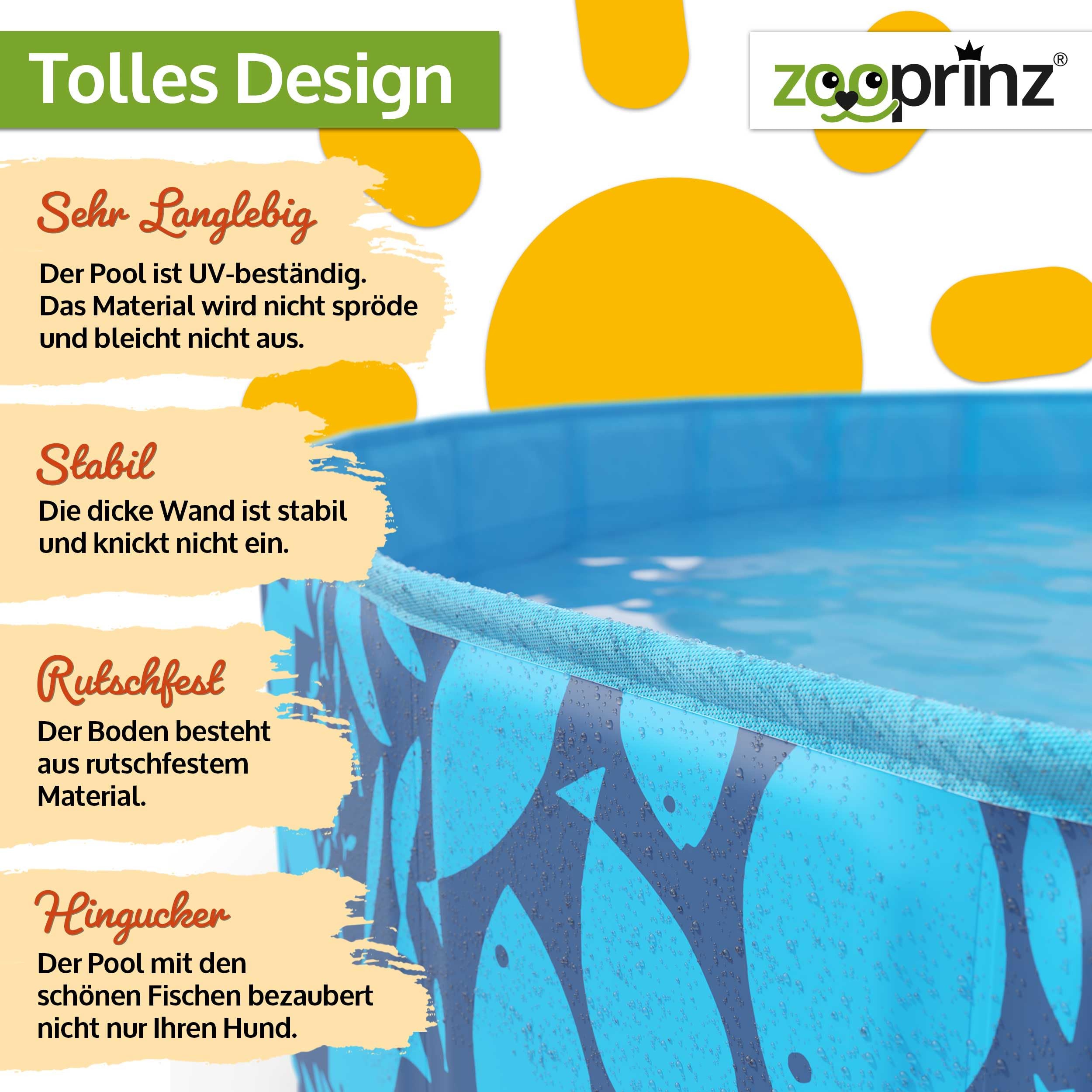 zooprinz Faltbarer Pool 120x30 cm - Für große, kleine Hunde & Kinder in 2 Größen 160/120 x 30 cm – Haustier Hundepool stabil & rutschfest Swimmingpool, Planschbecken Hund Kind – Schwimmbad 5