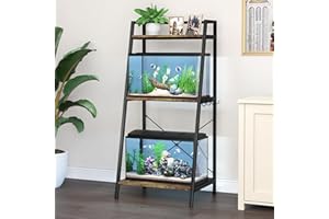 GDLF 5-10 Gallon Fish Tank Stand with Plant Shelf Metal Aquarium Stand with Storage Shelf Fits Turtle, Reptile Tank