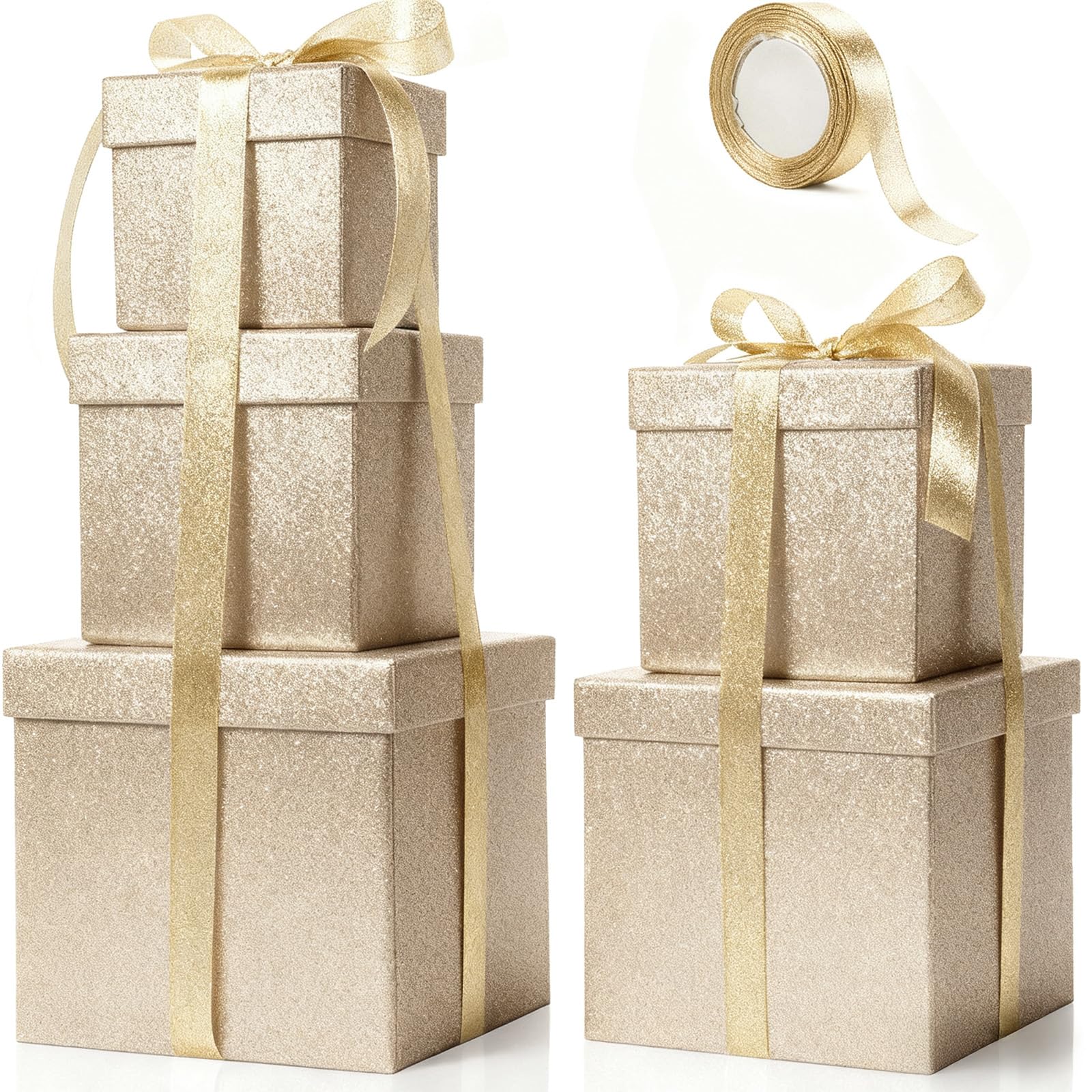 Photo 1 of *MINOR DAMAGE - USED*
Cholemy 5 Pcs Square Nesting Boxes Decorative Gift Boxes with Lid and Ribbon Assorted Sizes Wrap for Valentine’s Day, Engagement, Anniversary, Birthday, Bridal Shower Party Gifts(Champagne Gold)