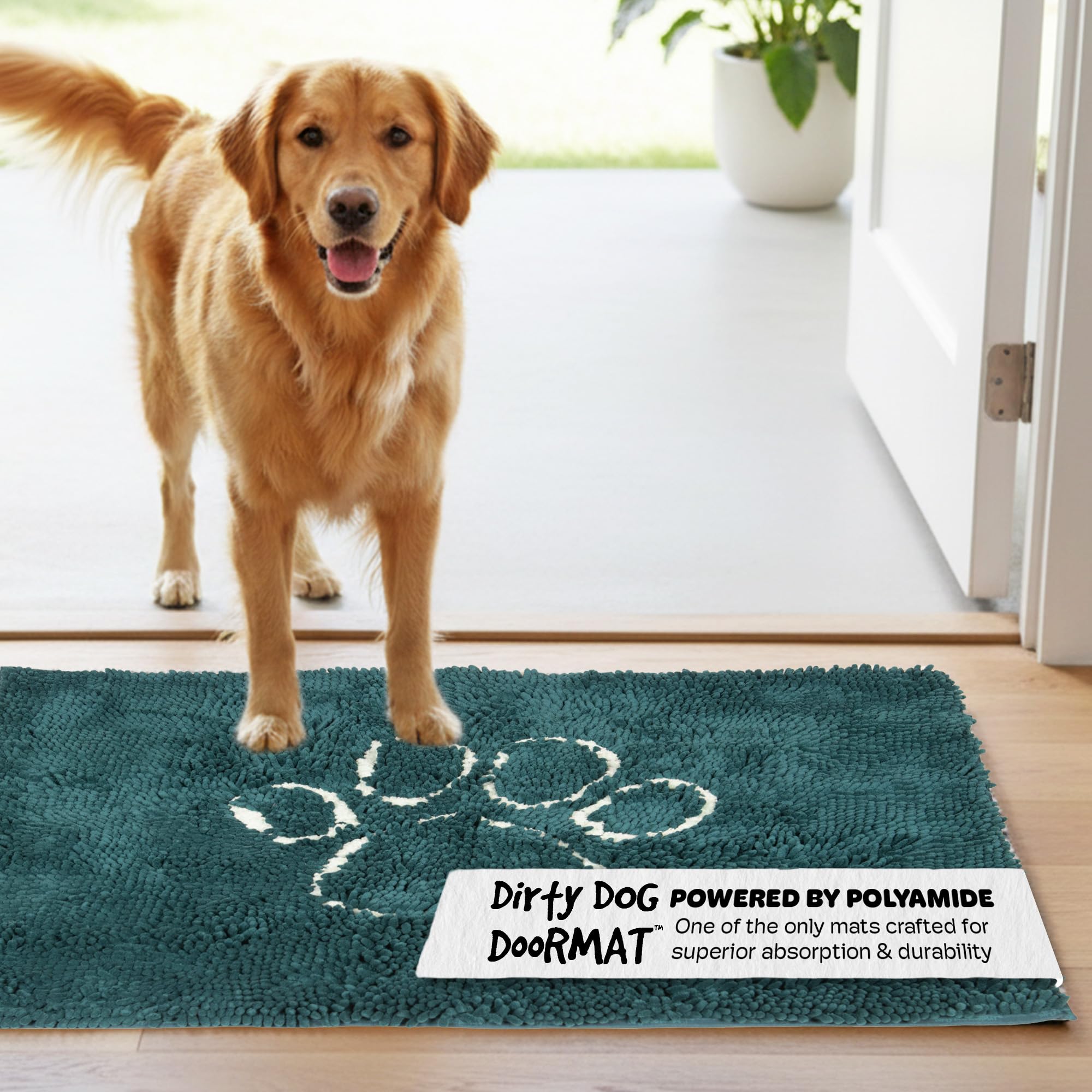 Dog Gone Smart Dirty Dog Microfiber Doormat, Super Absorbent Machine Washable with Non-Slip Backing, Large, Petrol โ image 1