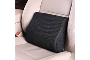TISHIJIE Memory Foam Lumbar Support Pillow for Car - Lower Back Support Cushion for Driving, Back Pain Relief for Car Seat, Office Chair, Wheelchair (Black)