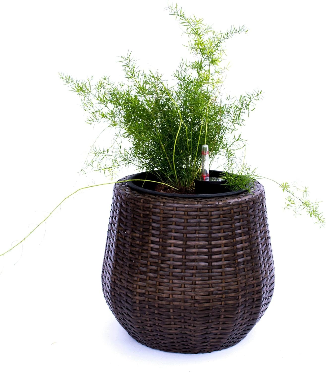 Elegant Einrichten Pflanzkübel Polyrattan D35xH32cm Mocca