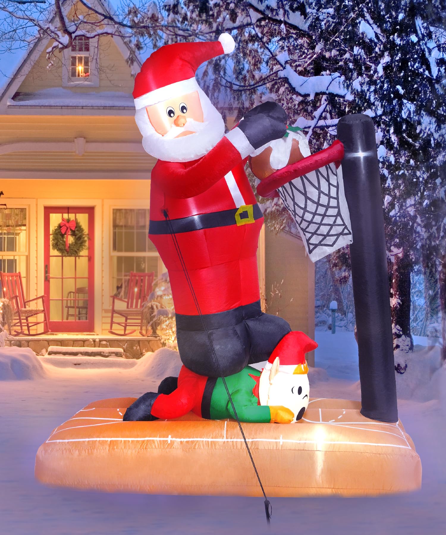 Photo 1 of Holidayana Christmas Inflatables 8ft Santa Basketball. Giant Christmas Inflatables. Large Christmas Inflatable Outdoor Christmas Decorations. Premium Christmas Yard Inflatables Decorations with LEDs