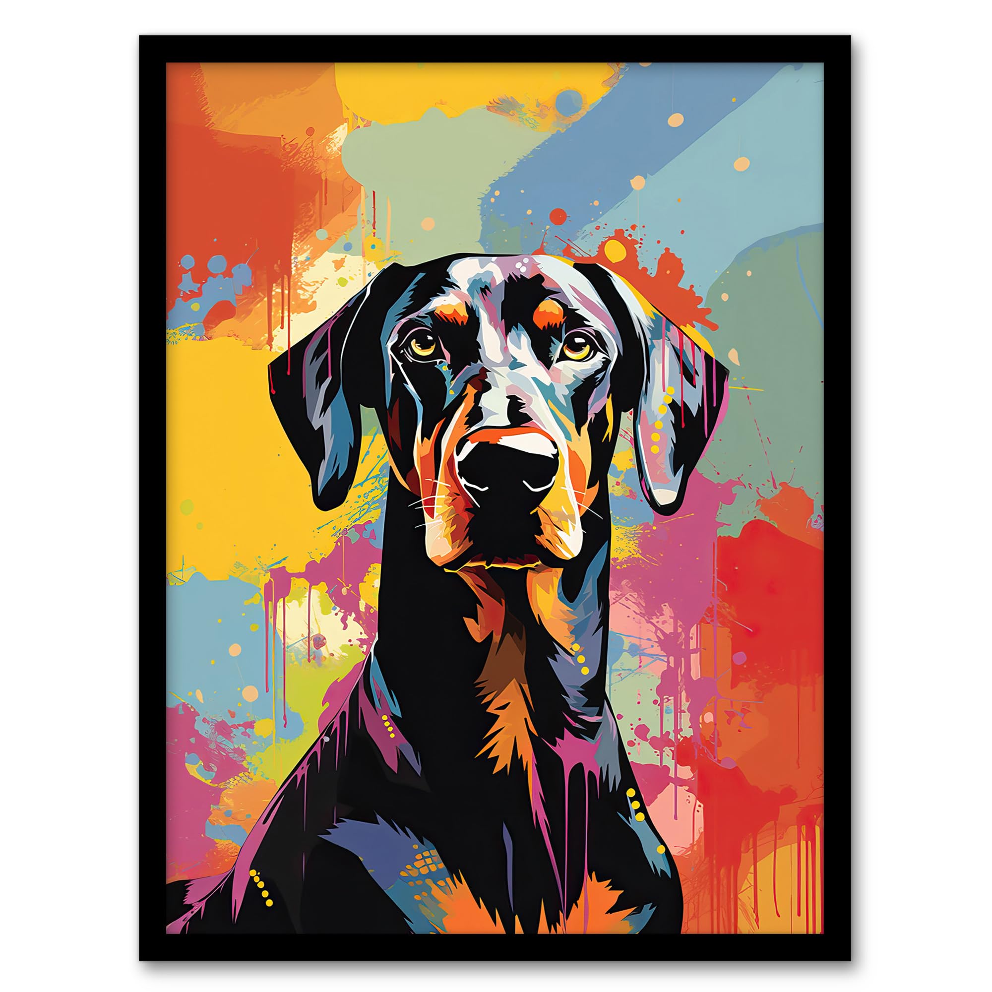 Artery8 Doberman Dog Lover Gift Pet Portrait Abstract Pop Art Artwork Painting Art Print Framed Poster Wall Decor 12x16 inch