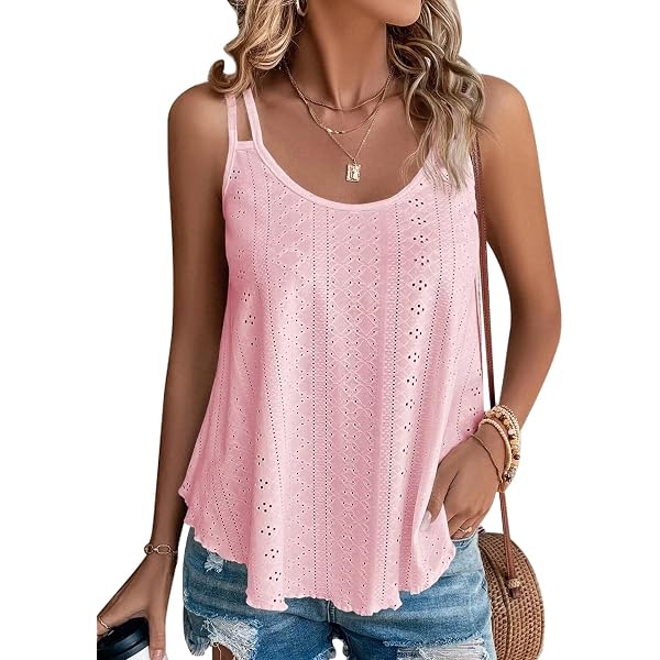 SOLY HUX Women's Contrast Lace Cami Top - V Neck Spaghetti Strap Summer Camisole For Casual Or Beach Outfits - View #2