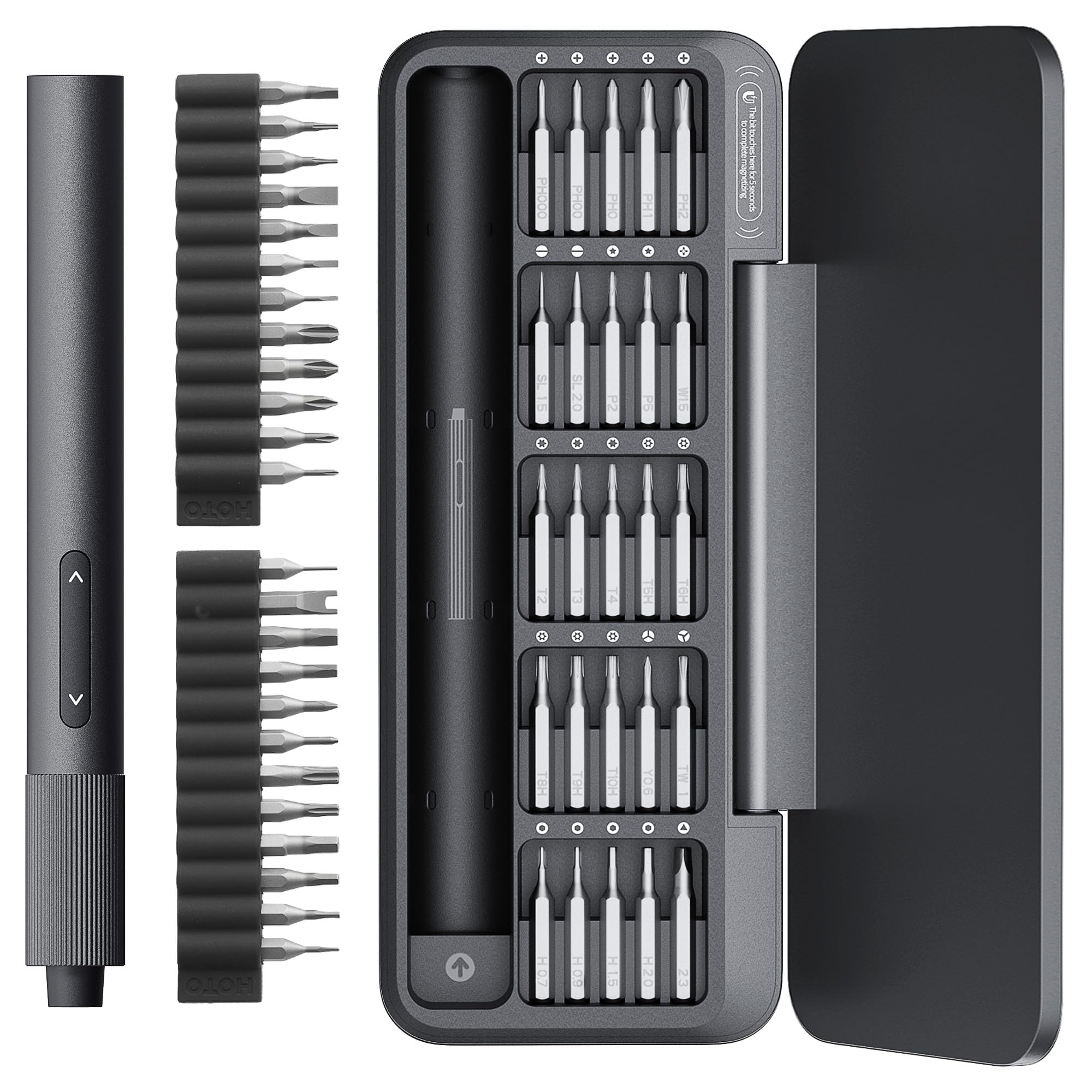 Photo 1 of HOTO 25+24 Extra S2 Steel Bits Electric Precision Screwdriver Set, Magnetic Storage, Max. 3 N.M, 170 RPM, USB-C Rechargeable, Mini Electric Screwdriver for Phone, Laptop, Camera Repair