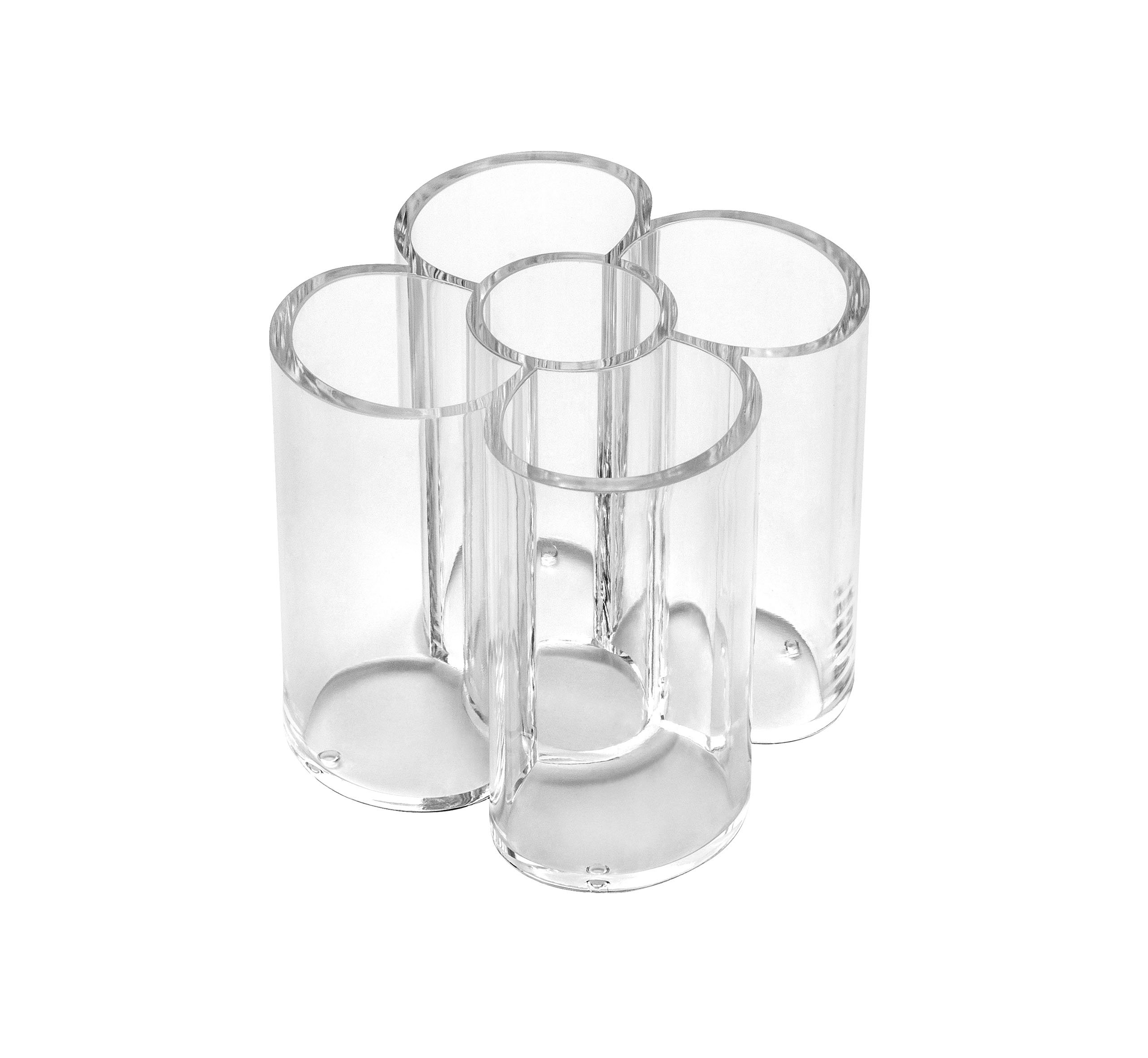 Osco Clear Acrylic 5 Tube Pen Pot Desk Organiser, Pencil Holder & Stationery Storage for Office, Home, Makeup Brushes & Cosmetics, Compact Desk Tidy Organizer