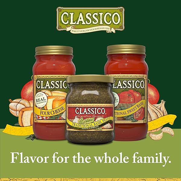 CLASSICO SIGNATURE RECIPES TRADITIONAL BASIL PESTO SAUCE & SPREAD, 8.1 OZ JAR