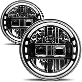 AUDEXEN Upgraded 1200% Bright 7 Inch LED Headlights Round JK 7" Headlight Compatible with Jeep Wrangler JK JKU LJ TJ 1997-201