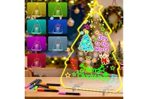 FUBEGI LED Drawing Board for Kids, Christmas Decorations Indoor Acrylic Light up Dry Erase Board LED Note Board 7 Colors, Lighted LED Message Glow Doodle Board Xmas Decor Gift Tree Home Holiday Kids Toy Gift