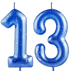 Hongplus Number 13 Blue Silver Birthday Candle