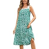 YOZLY Cotton Nightgowns for Women Long Sleeveless Night Gown Victorian Nightdress with Pockets S-XXXL