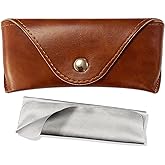 LogHog Portable Leather Glasses Case,Flexible Sunglasses Pouch Slim Case for Women Men Horizontal Eyeglass Case