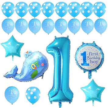 Kumeed Boy 1st Birthday Party Balloons Decoration Set Blue Latex
