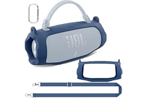 co2CREA Silicone Case for JBL Charge 6 Portable Waterproof Bluetooth Speaker, Portable Travel Soft Cover with Shoulder Strap, Protective Skin Case (Blue)