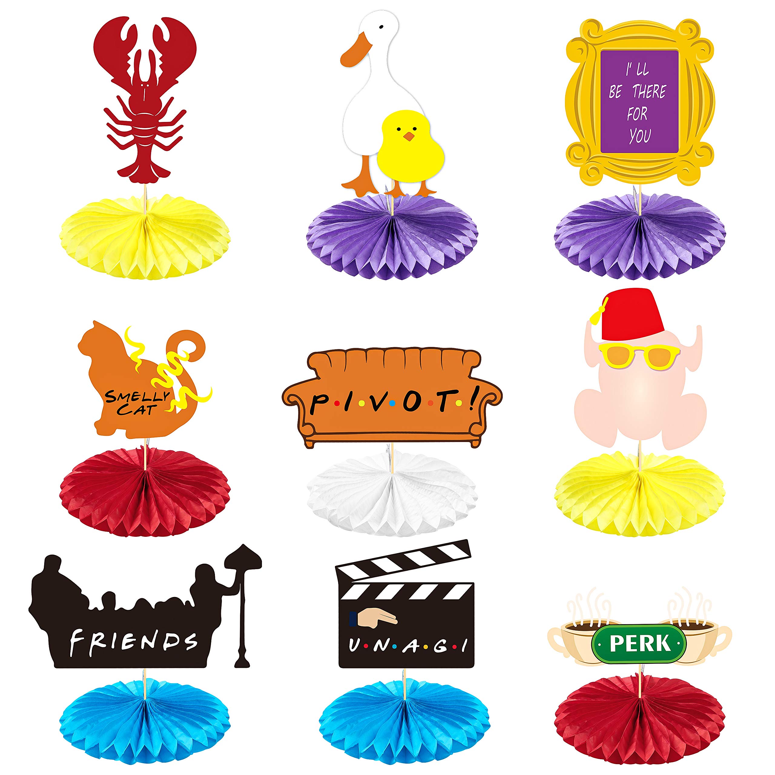 Buy 9Pack Friend Cutout Party Honeycomb Centerpiece Kit 3D Flower Paper