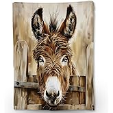 Ti Caldi Watercolor Donkey Blanket Soft Animal Flannel Throw Blanket for Adults Kids Women Girls - Warm Cozy Lightweight Fuzzy for Couch, Bed, Travel & Outdoor 50×60 in