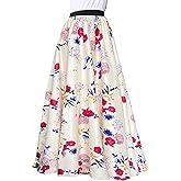 Afibi Women Chiffon Mopping Floor Length Big Hem Solid Beach High Waist Maxi Skirt