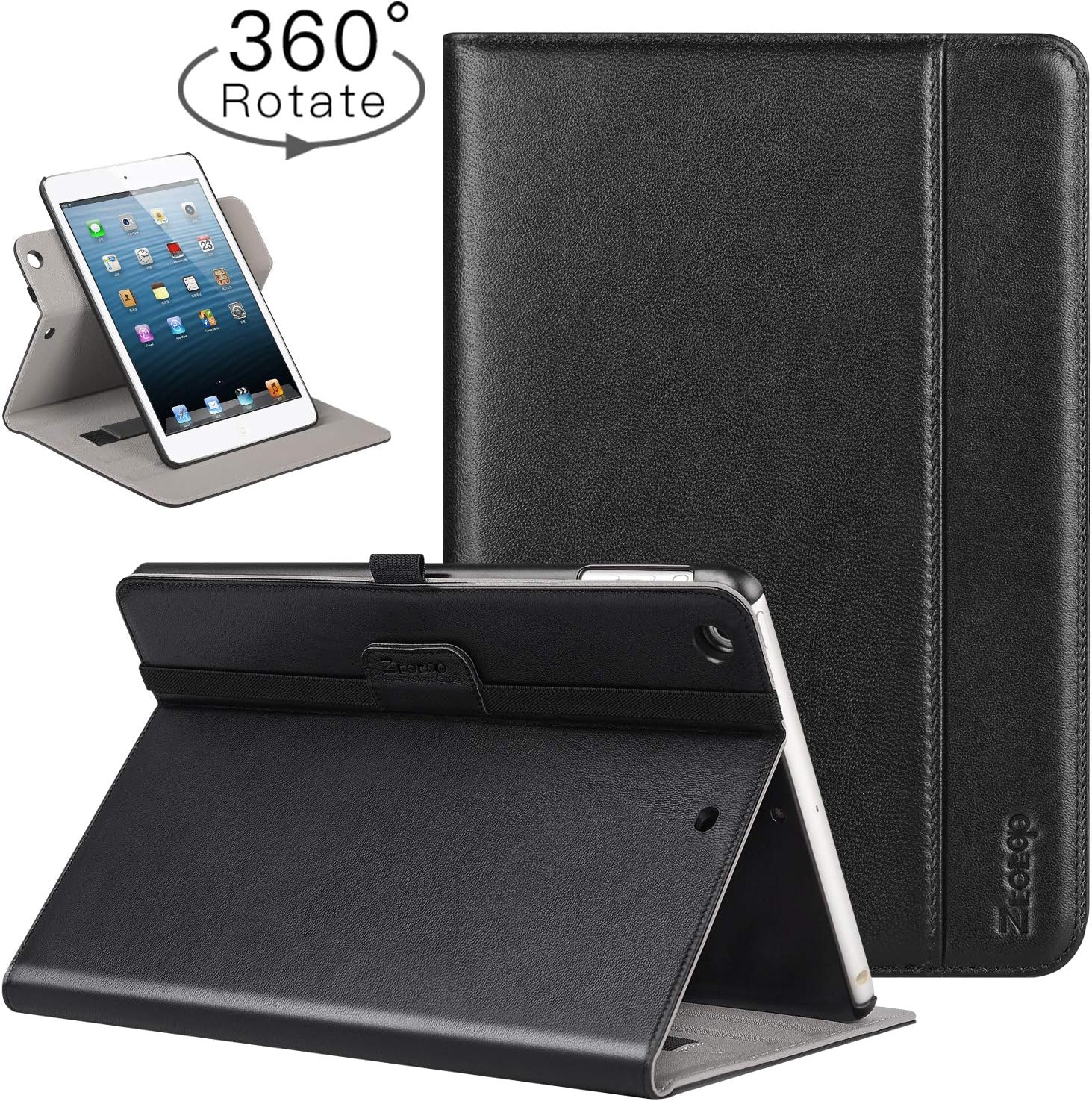 ZtotopCase Coque iPad Mini, Étui pour iPad Mini 1/2 / 3, [360 degré de Rotation/Cuir Véritable