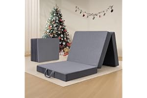 Vamcheer Tri Folding Mattress Single Size - 4 Inch Foldable Mattress for Travel/RV/Camping/Guest Room/Yoga, Tri-fold Memory Foam Mattress with Washable Cover, Handle & Non-Slip Bottom, 75"x25"x4"