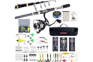 Goture Telescopic Fishing Rod & Reel Kit Saltwater Freshwater, Travel Rod Set w/Carrier Case, Carbon Fiber Fishing Rod 9+1BB 